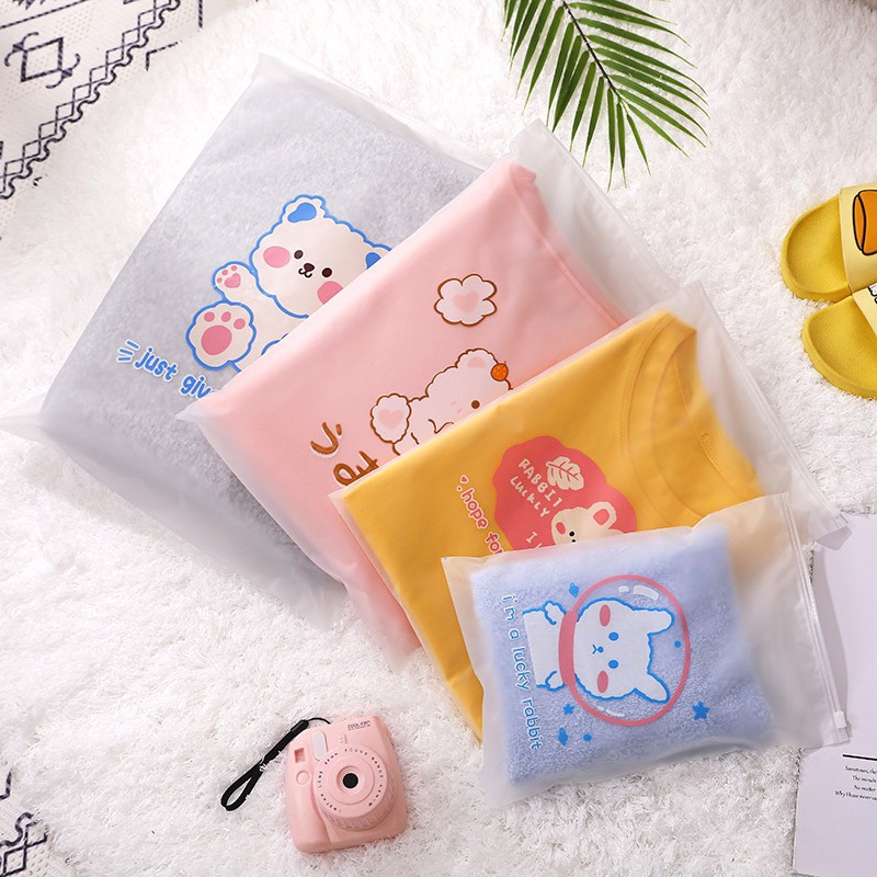 Túi zip có khóa kéo in hình gấu nhỏ xinh cute túi dây rút đựng quần áo mỹ phẩm chống nước ANDOSA TCN10