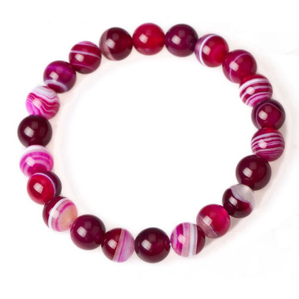 Vòng tay mã não có dây hoa hồng tự nhiên Hạt 6-12mm Sọc DIY cho nữ Lắc tay