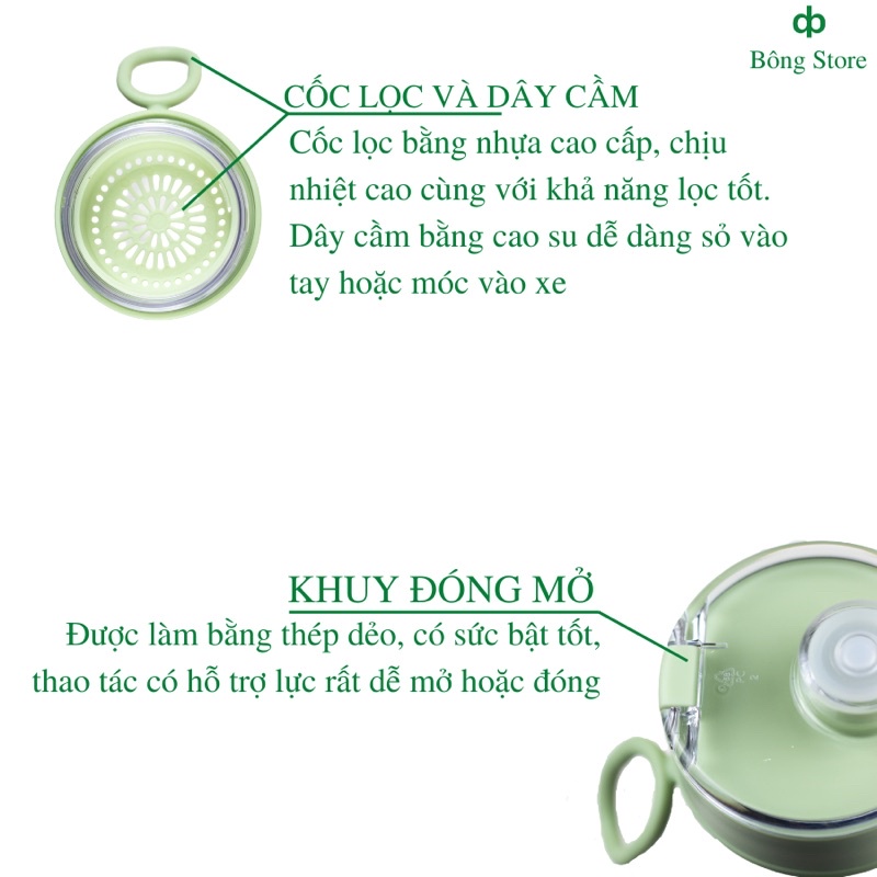 Bình nước nhựa chất lượng cao, tay cầm cao su thiên nhiên, có quai treo ở xe, cỡ lớn 600ml bảo hành 6 tháng