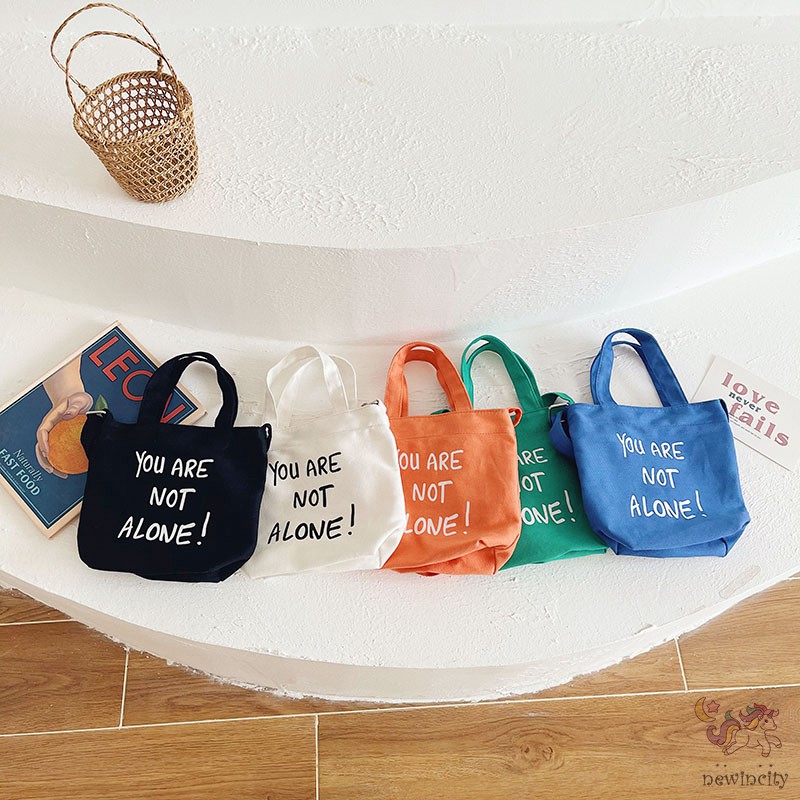 Túi Xách Tay Vải Canvas In Hoạt Hình Kiểu Hàn Quốc Xinh Xắn Cho Bé