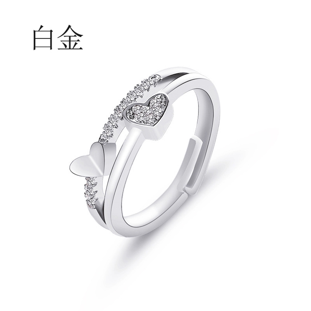 Nhẫn Đeo Tay Kim Loại Hình Trái Tim Xinh Xắn Cho Nữ Rhinestone Ring
