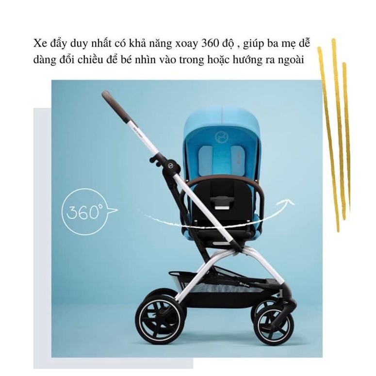 Xe đẩy cybex eezy s twist +2 melio tpe deep black chiều xoay 360 cho bé từ - ảnh sản phẩm 4