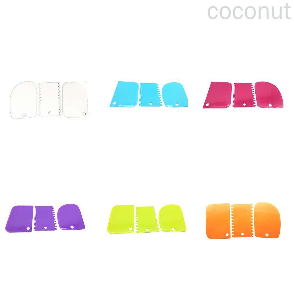 3 cái nhựa có thể tái sử dụng nhiều màu sắc đa chức năng không đều đặn Cạnh răng tự làm Bộ dụng cụ cạo kem Bộ dụng cụ làm khuôn bánh