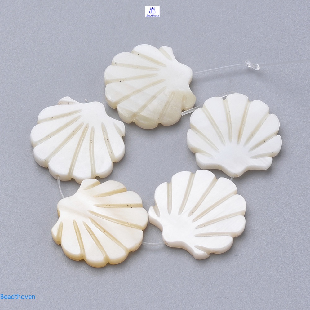 Bộ 10 Hạt Xâu Chuỗi Hình Vỏ Sò Đáng Yêu 19.5x20x3mm 1mm