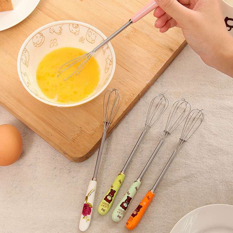 Dụng cụ đánh trứng bằng thép không gỉ tay cầm sứ cao cấp xinh xắn