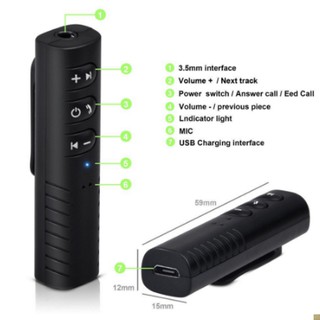 Car Bluetooth - Thiết bị hỗ trợ chuyển đổi âm thanh chân cổng 3.5 - Màu đen - Handsfree