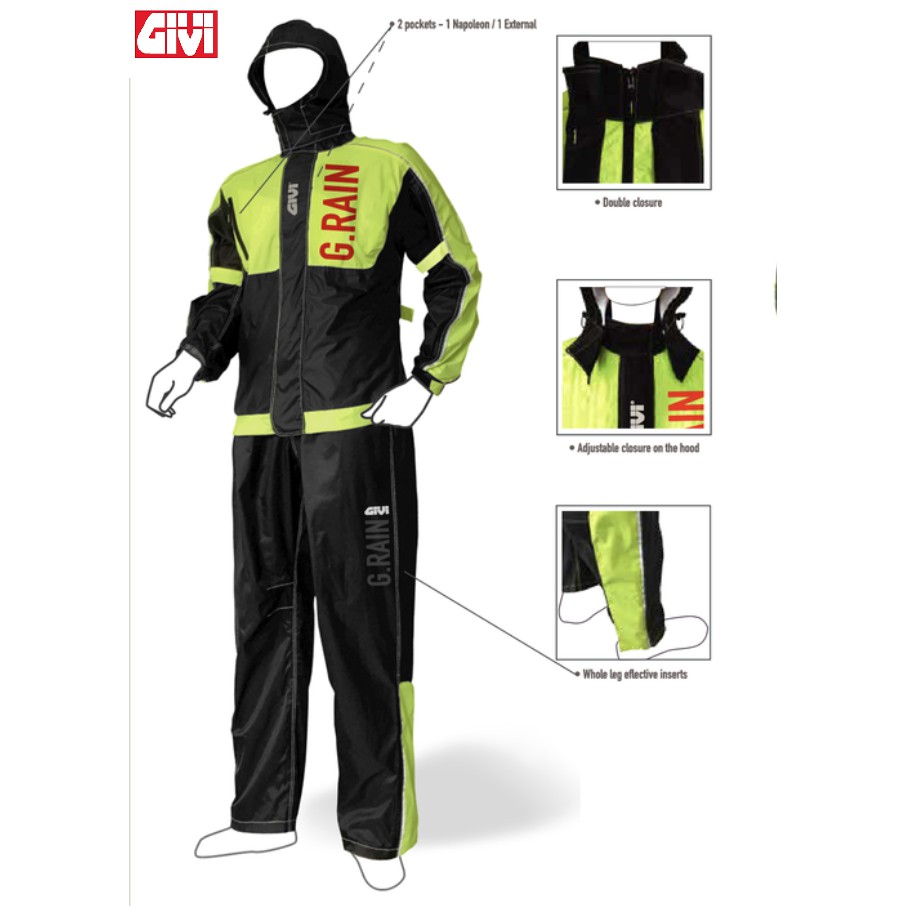 BỘ ÁO MƯA GIVI G-RAIN 01 PHẢN QUANG Chính Hãng