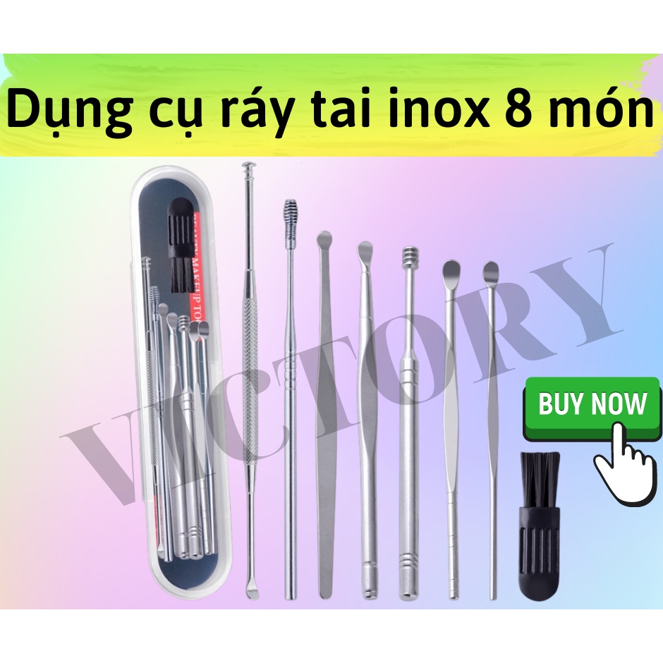 BỘ LẤY RÁY TAI 8 MÓN INOX CAO CẤP TIỆN DỤNG CHẤT LƯỢNG