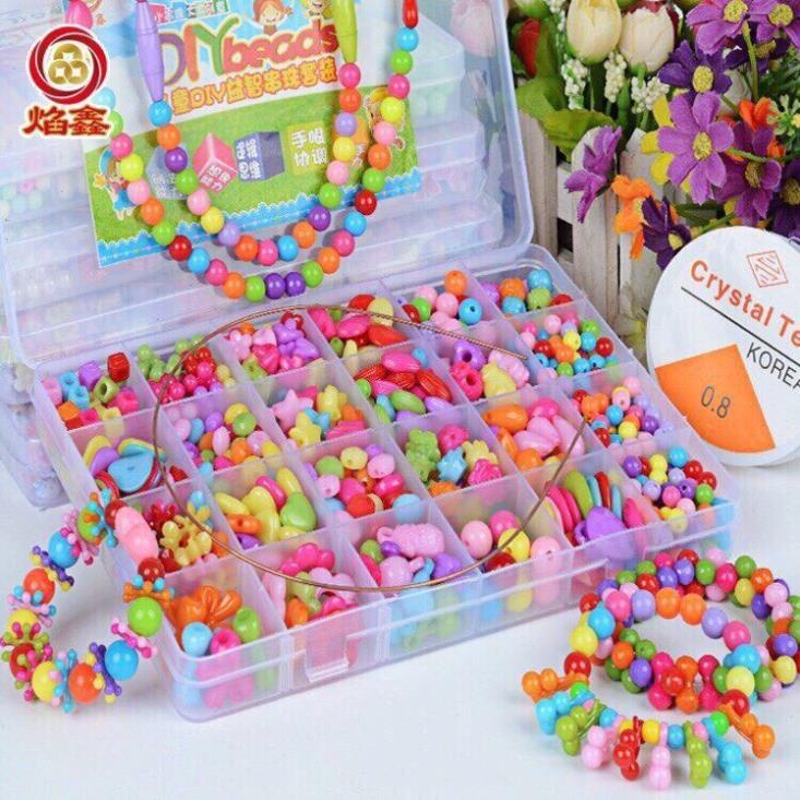 Bộ xâu vòng hạt cườm 24 ô 550pcs