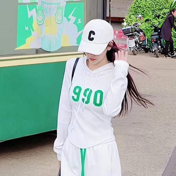 Set Áo Hoodies Có Nón Dài Tay + Quần Dài Thể Thao Thời Trang Hàn Cho Nữ