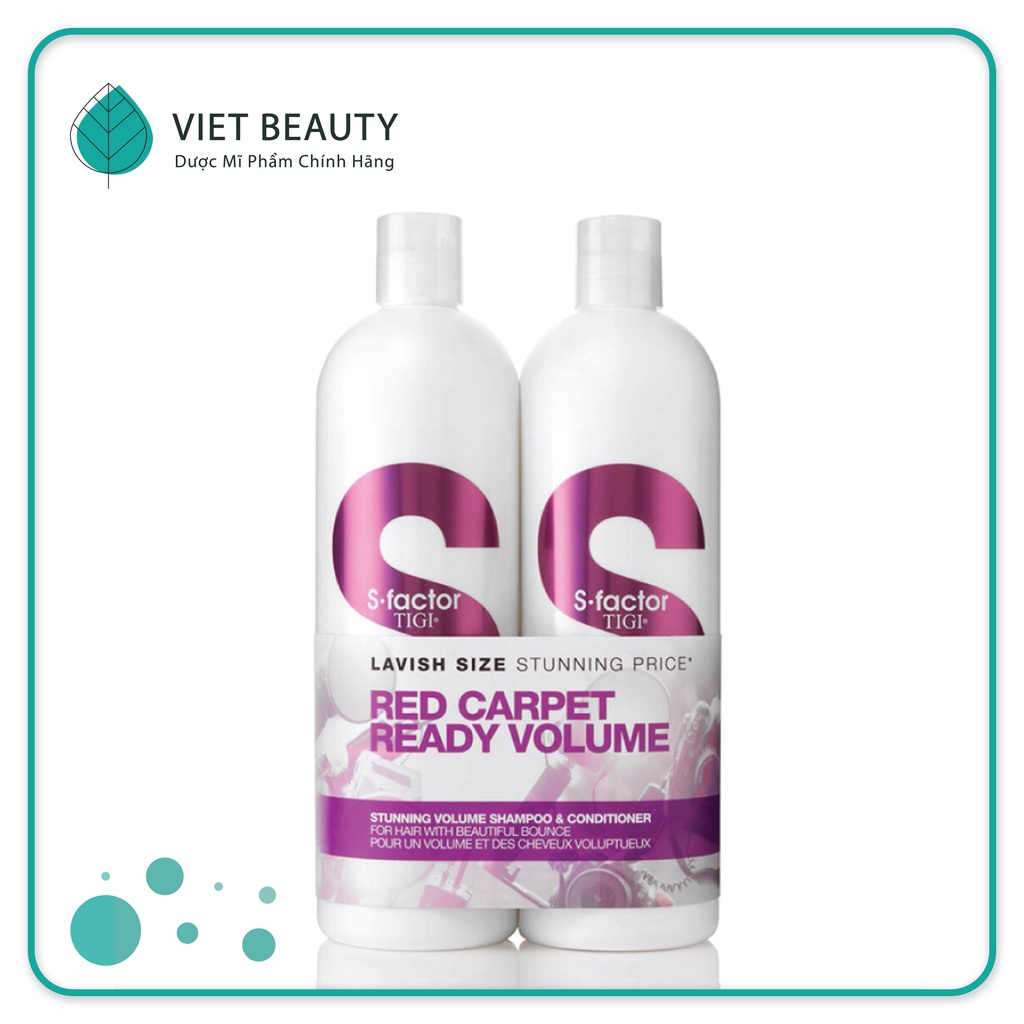 [CHÍNH HÃNG] Cặp gội xả tigi trắng Red Carpet Ready Volume 750ml giúp dưỡng ẩm, làm bồng tóc