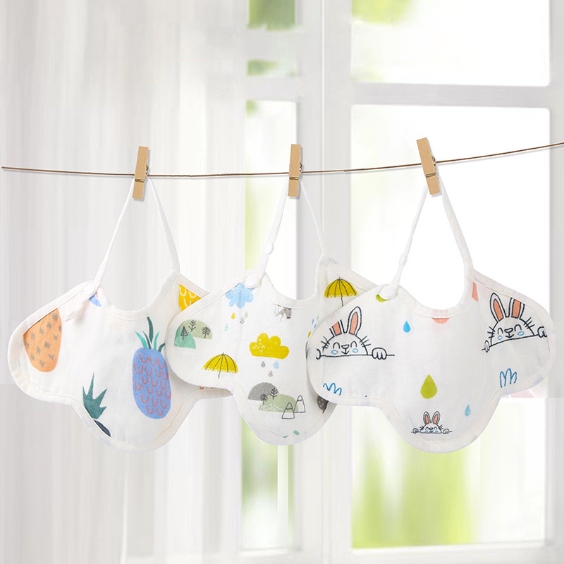 Yếm cotton xô cho bé thoáng khí, yếm chữ U sơ sinh mẫu mới bé đeo không nóng cổ