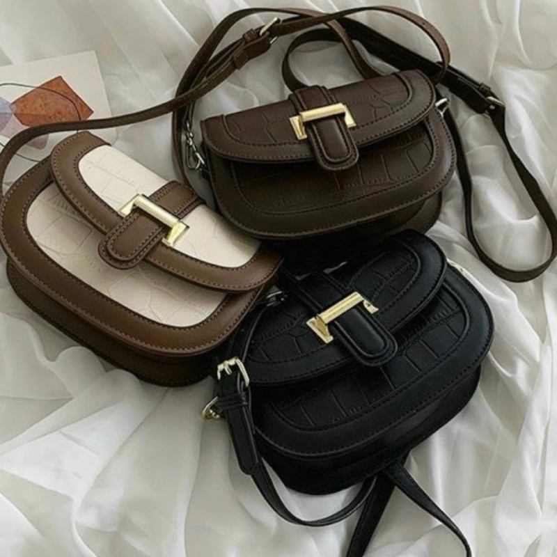 Túi xách nữ đeo chéo, đeo vai dáng bầu da vân chìm, khóa chữ H mẫu mới Mun1993