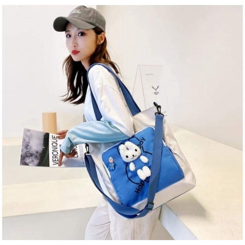 Túi vải thỏ bông 3D có lớp lót và dây đeo chéo mã 603, siêu nhẹ