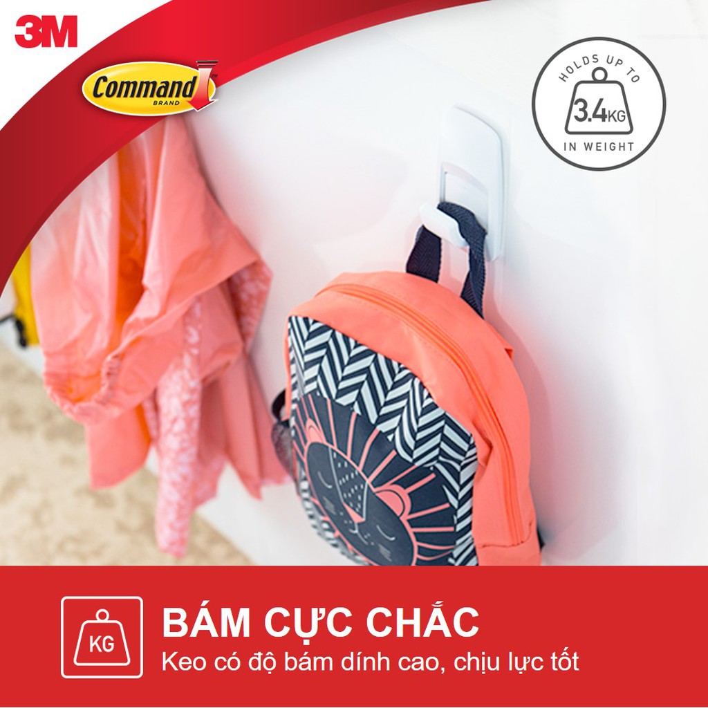 Móc dán tường Jumbo Command 3M chịu lực 3.4kg -bám cực chắc, tháo cực dễ 17004ES