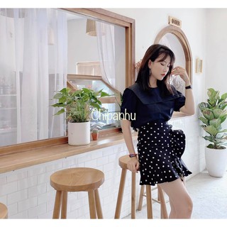 CHÂN VÁY NGẮN CHẤM BI BÈO VẠT CV2011