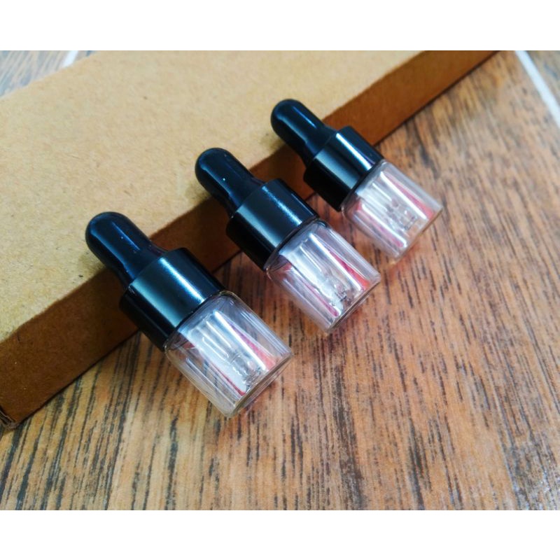 5 lọ 2ml vỏ chai thủy tinh trong, dạng nhỏ giọt bóp nắp Nhôm chắm dùng đựng tinh dầu serum tinh chất mỹ phẩm dạng lổng