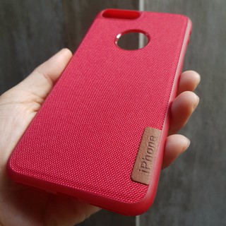 Ốp lưng Iphone 7 plus vải viền nhựa đỏ