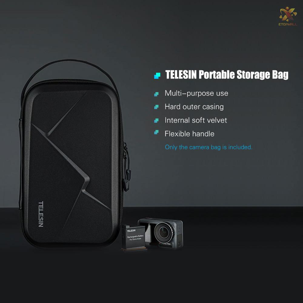 ET TELESIN Portable Storage Bag Waterproof EVA Carrying Case DIY Storage Box Compatible with DJI OSMO Action OSMO Pocket   8/7/6/5 Action Camera and Related Accessories