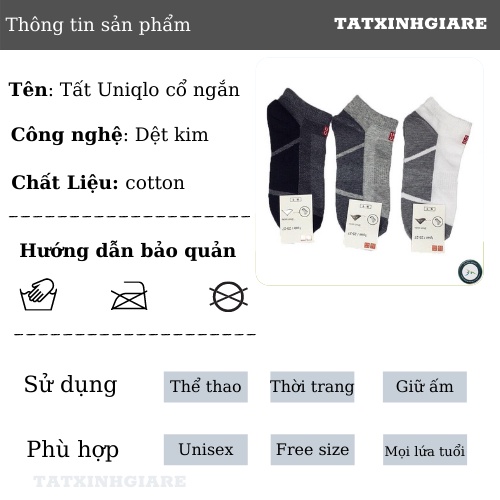 Tất uniqlo cổ ngắn nam nữ hàng xuất nhật chất liệu cao cấp chống hôi giá rẻ