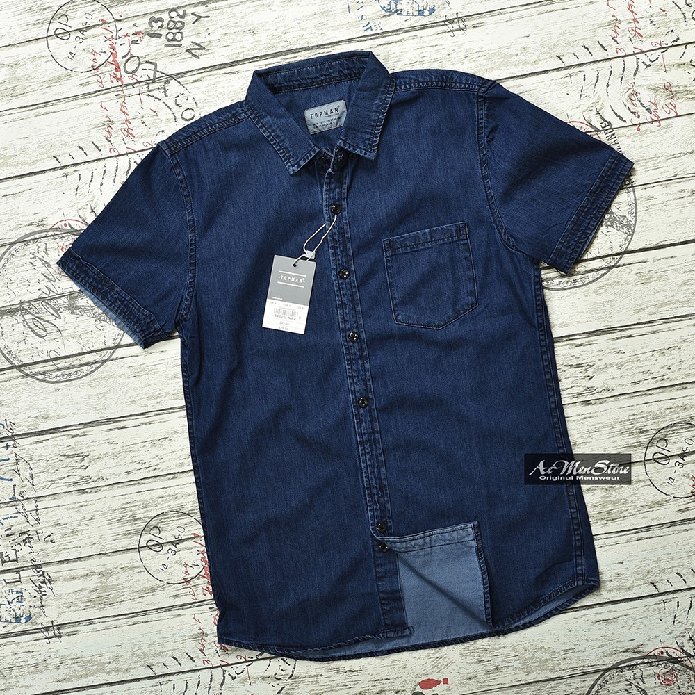 Áo sơ mi nam denim bò, loại áo sơ mi denim cao cấp ngắn tay vải nhập Hàn Quốc, sơ mi xuất khẩu mới nhất hot nhất 2018