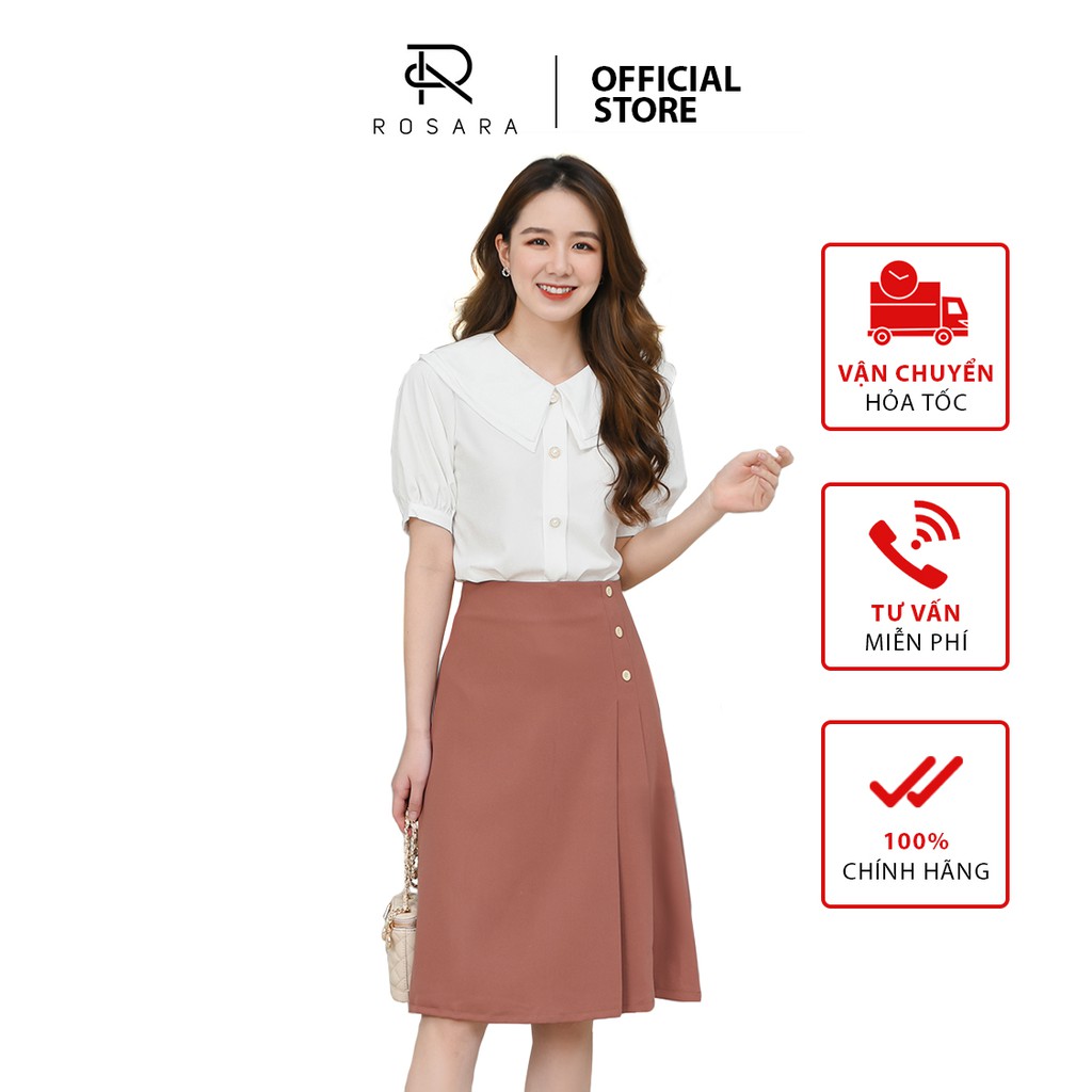 Chân váy thời trang nữ thiết kế vạt 3 cúc Rosara S41
