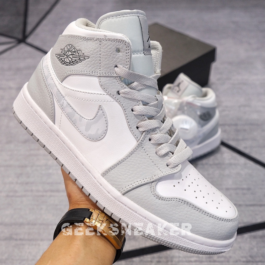 Giày Thể Thao Cổ Cao | Sneaker MidTop - Jordan 1 Mid Grey Camo