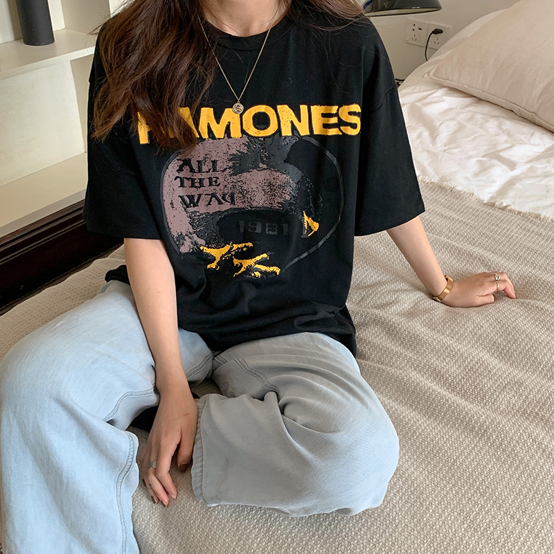 Áo thun nữ SUXI tay ngắn in họa tiết hoạt hình oversize