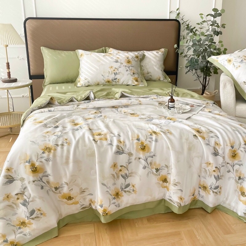 Bộ ga lụa tencel Cao cấp mát kèm chăn