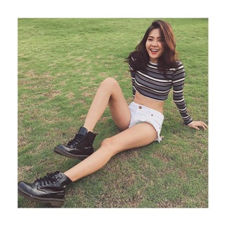 Áo tay dài sọc croptop