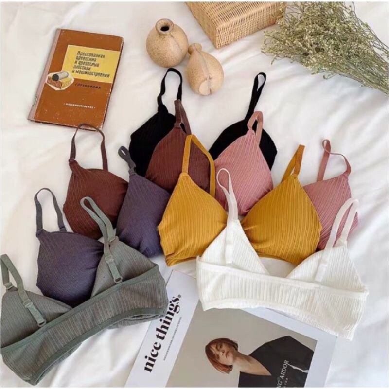 ÁO BRA COTTON NƠ ĐIỆU SANG CHẢNH ĐỆM DÀY KHÔNG GỌNG | BigBuy360 - bigbuy360.vn