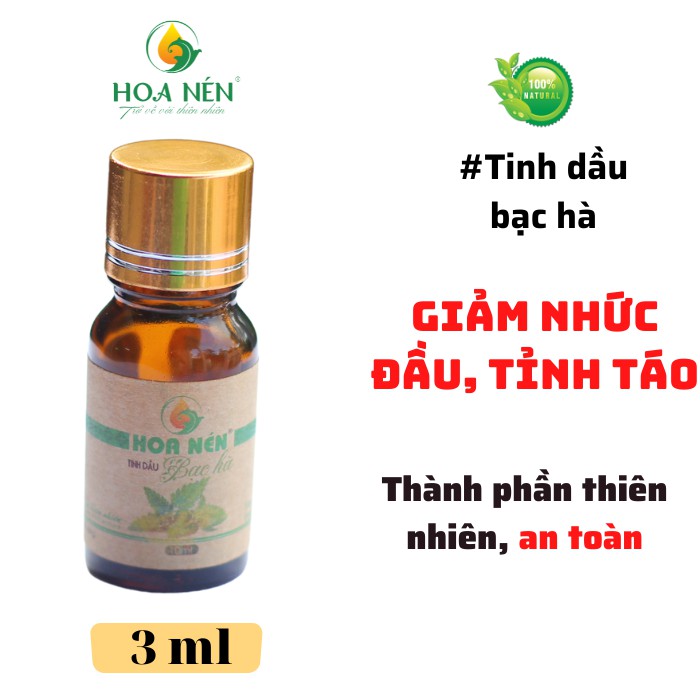 Tinh dầu Bạc Hà nguyễn chất - Hoa Nén - Thư giãn, Tập trung - Dùng thử 3ml