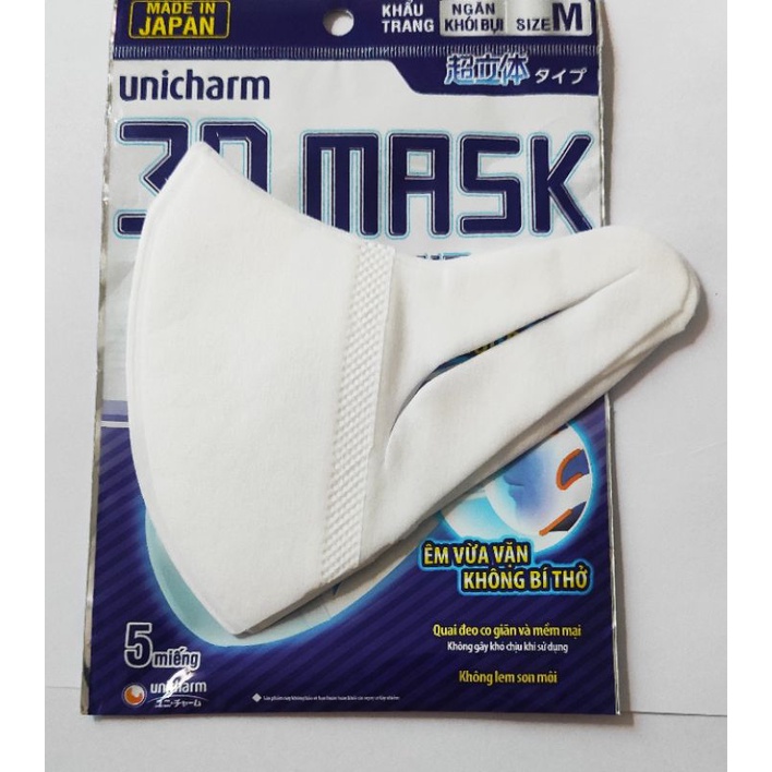 Khẩu trang 3D Mask Unicharm Nhật Bản túi 5 chiếc