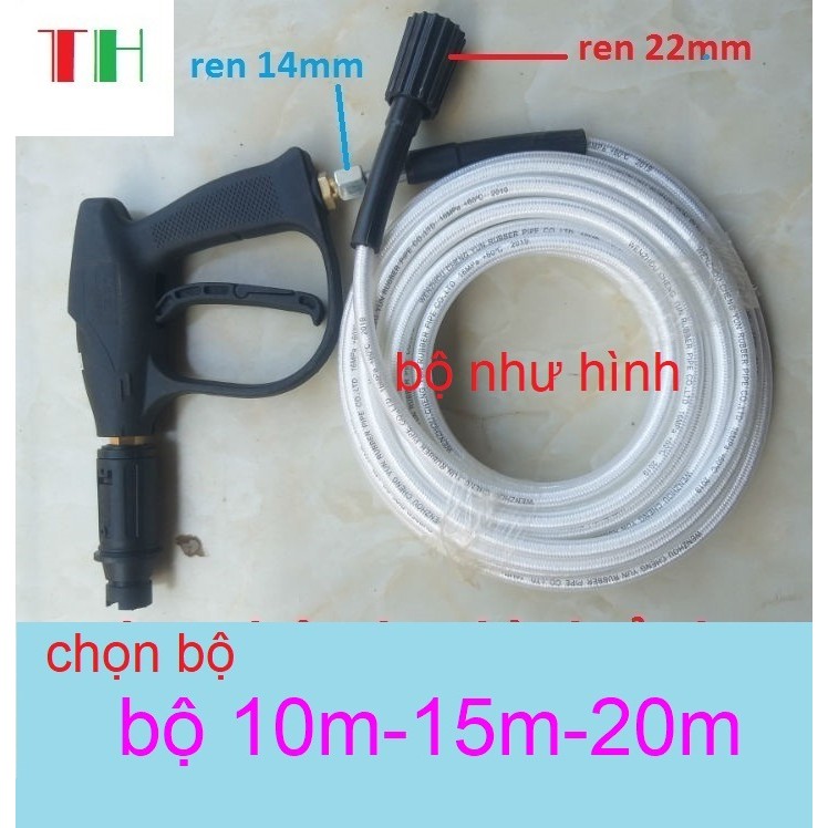 dây rửa xe 10m,15m,20m và súng xịt rửa xe - súng rửa xe áp lực cao ren 14mm