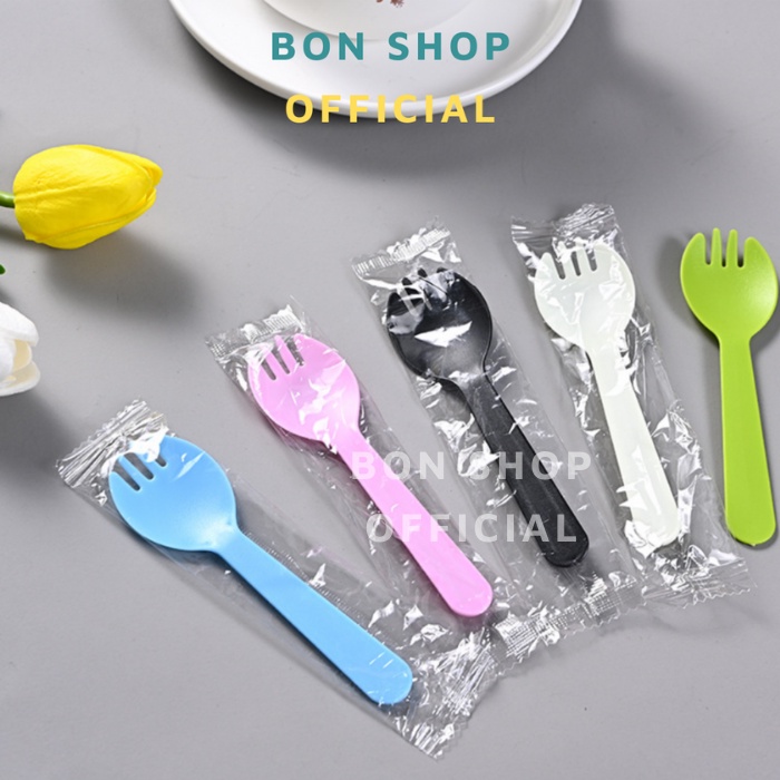 SET 10 Muỗng Nĩa nhựa cao cấp nhiều màu Size 11.5CM