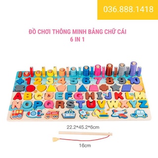 Đồ Chơi Gỗ Lắp Ghép -  Bộ câu cá kết hợp học toán, chữ số đa dạng chủ đề cho bé phát triển trí tuệ