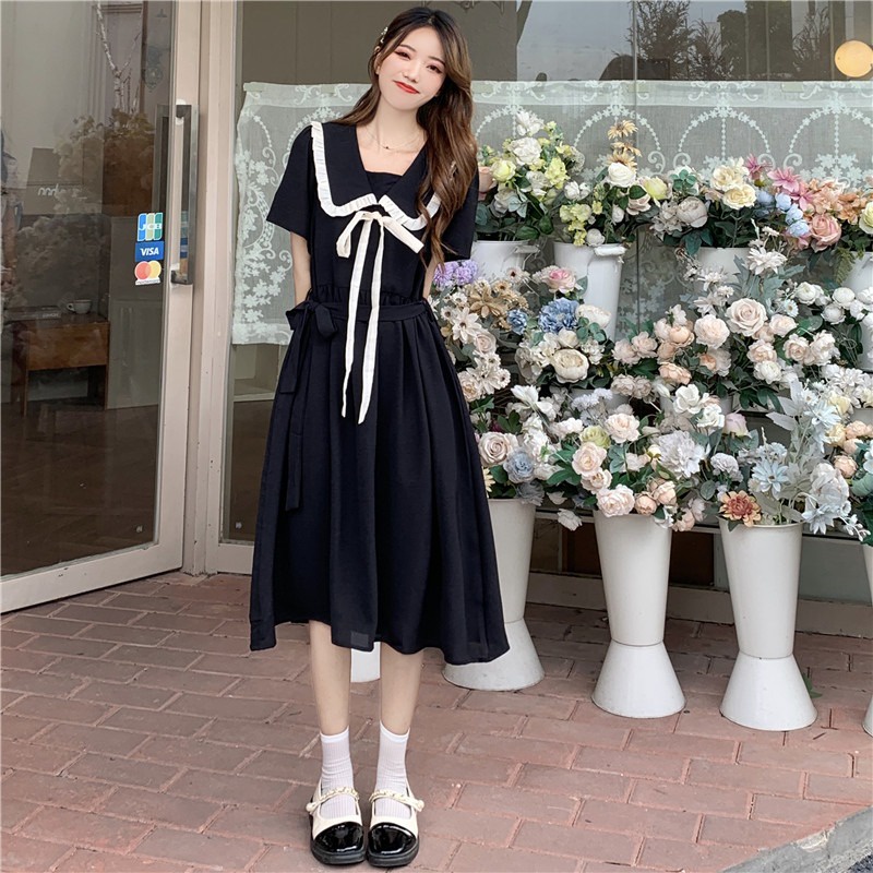 Đầm xòe Perty cổ búp bê phong cách Hàn Quốc thời trang ngọt ngào cho nữ