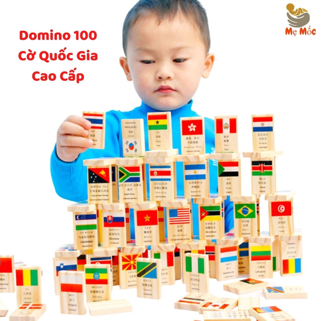 Domino 100 Lá Cờ Quốc Gia Các Nước Trên Thế Giới Bằng Gỗ Cho Bé Học Vừa Học Vừa Chơi, Shop Mẹ Mốc ,DMLC