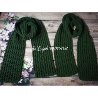Khăn len đan tay - Khăn len handmade, màu xanh rêu