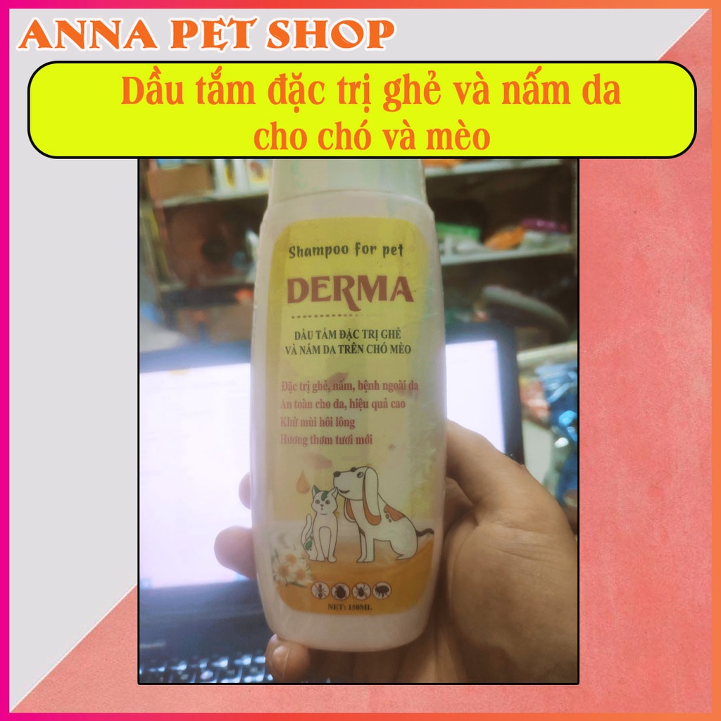 Dầu tắm dành cho chó và mèo bị Ghẻ và Nấm Da DERMA SHD - 150ml