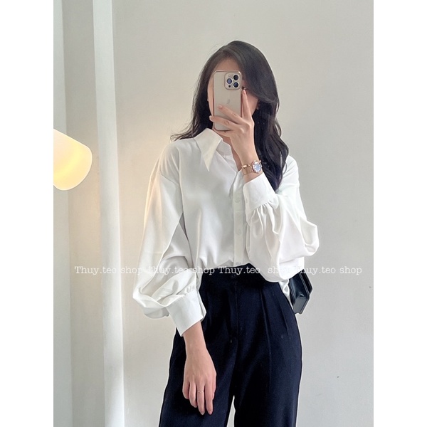 [Hàng Quảng Châu] SƠ MI NỮ ĐAI TAY VOAN TRƯỢT CÁCH ĐIỆU TAY FORM RỘNG HÀNG QUẢNG CHÂU LOẠI 1