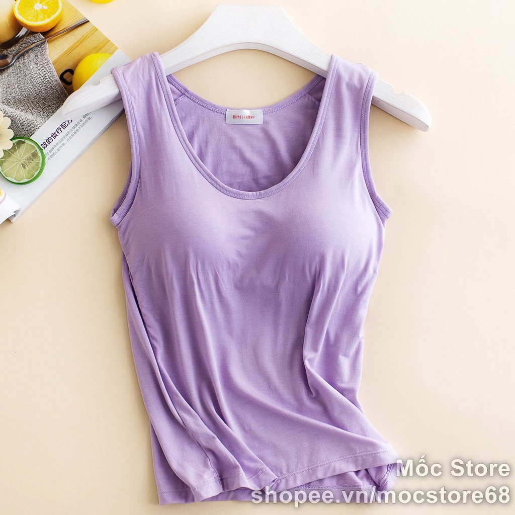 Áo thun kèm Bra ba lỗ cotton lạnh co giãn đủ size đủ màu