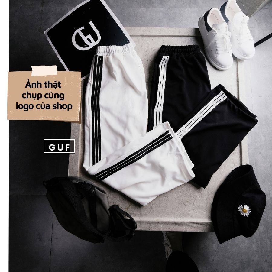 Quần Jogger Nam Nữ Form Dáng Rộng Ống Suông Rộng 3 Sọc Rút Gấu Dáng Hiphop Thể Thao Vải Mịn GUF | BigBuy360 - bigbuy360.vn