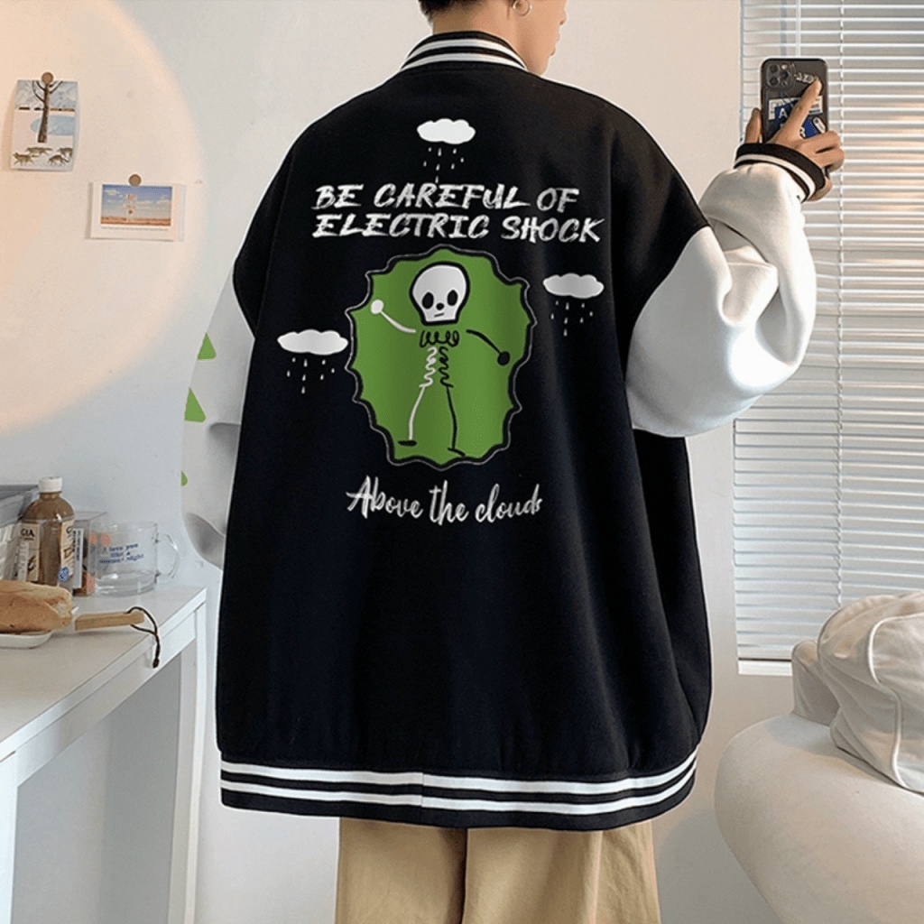 (FREE SHIP) ÁO KHOÁC BOMBER NAM HỌA TIẾT CHỮ R TIA SÉT CÁNH TAY THỜI TRANG CÁ TÍNH SÀNH ĐIỆU TK 2022