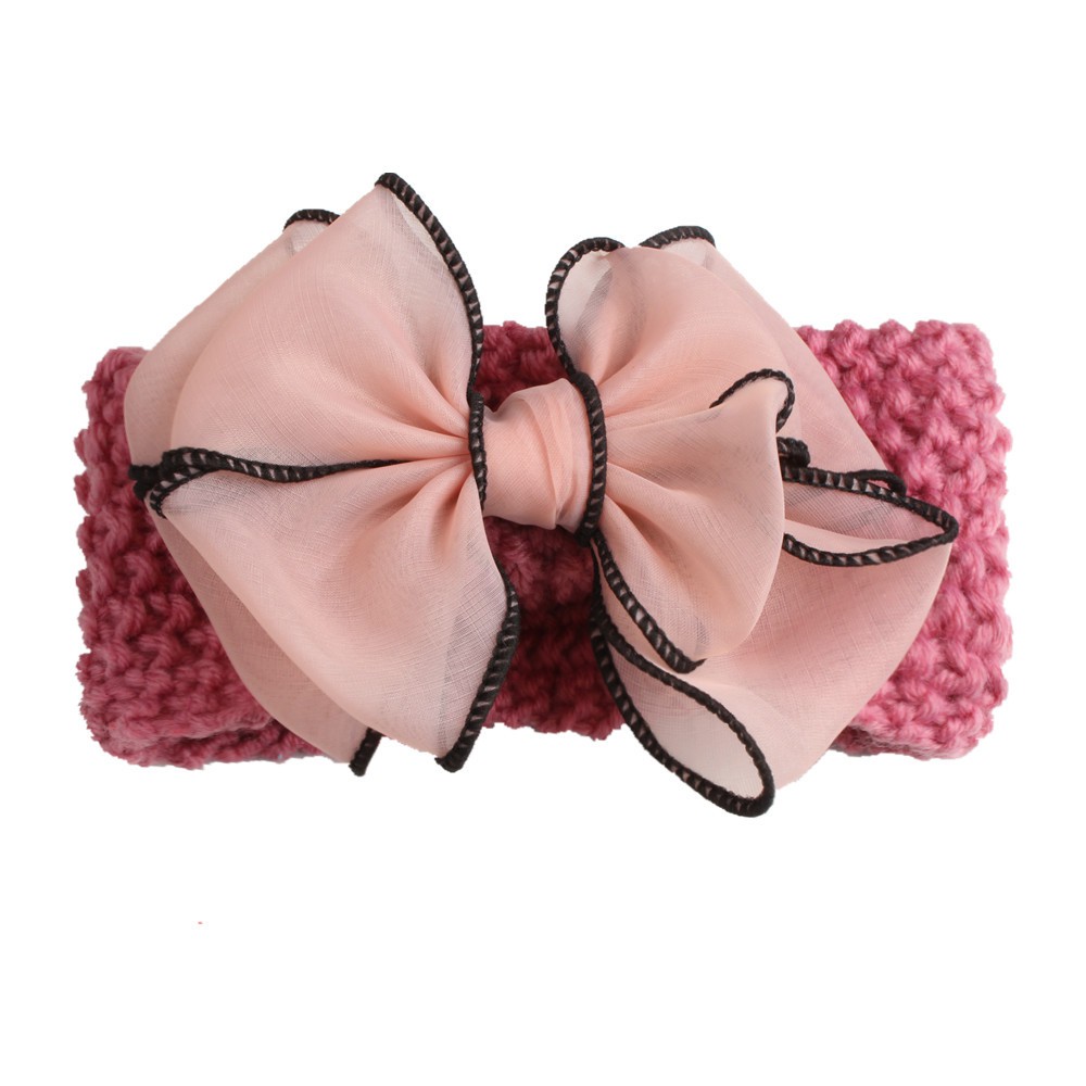 Băng đô turban len lỗ  nơ to siêu yêu cho bé(3-36 tháng)