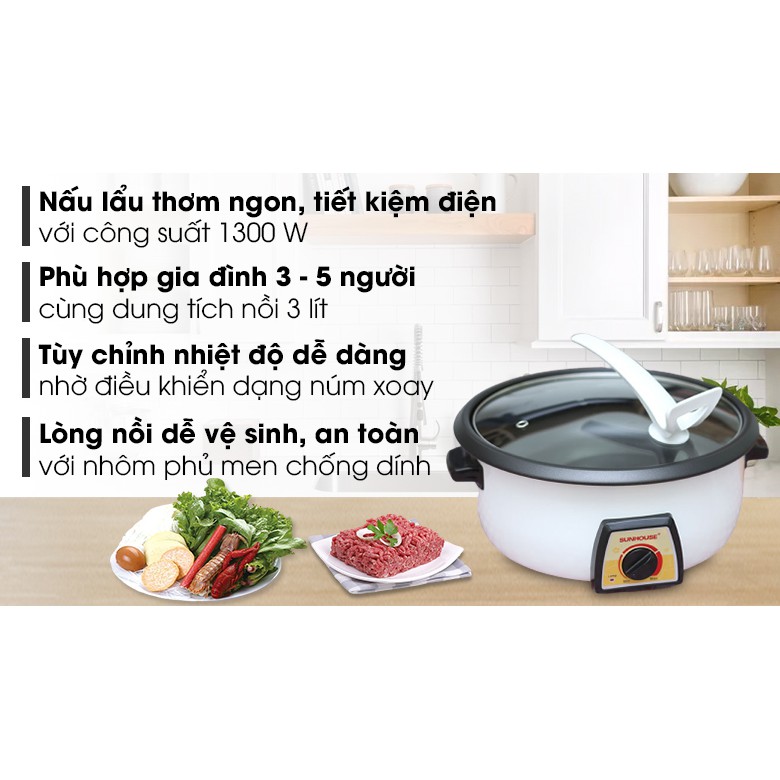 Nồi lẩu điện Sunhouse SHD 4521 3 lít