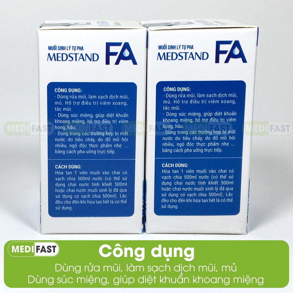 Viên muối sinh lý tự pha Medstand FA - Viên muối tinh khiết - Hộp 20 viên - dùng súc miệng, rửa vết thương