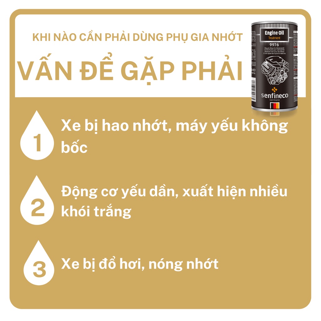 Phụ gia nhớt tăng chất lượng Senfineco 9976 Engine Oil Stop Smoke dung tích 300ml