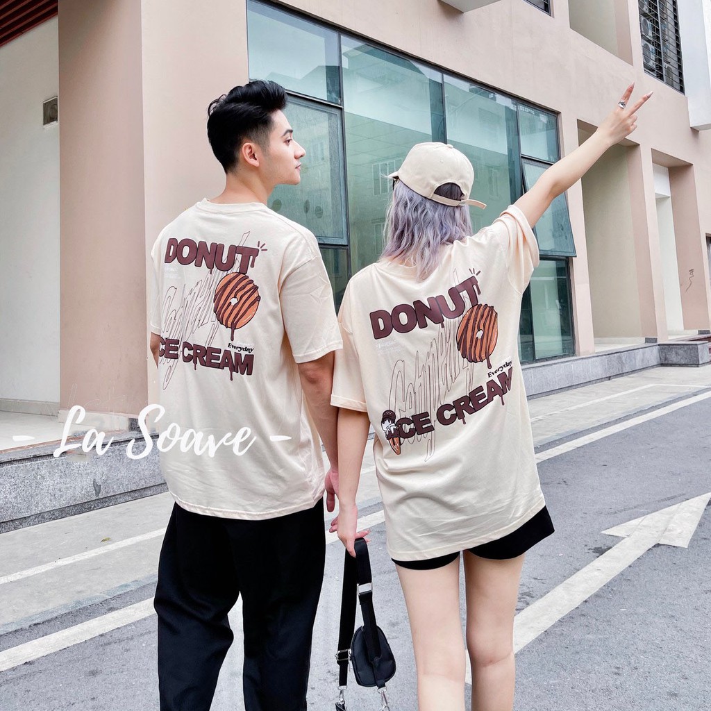 [03N] Áo thun nâu nam nữ Unisex Donut dáng Ulzzang form rộng dành cho các cặp đôi, nhóm - tình yêu nồng cháy