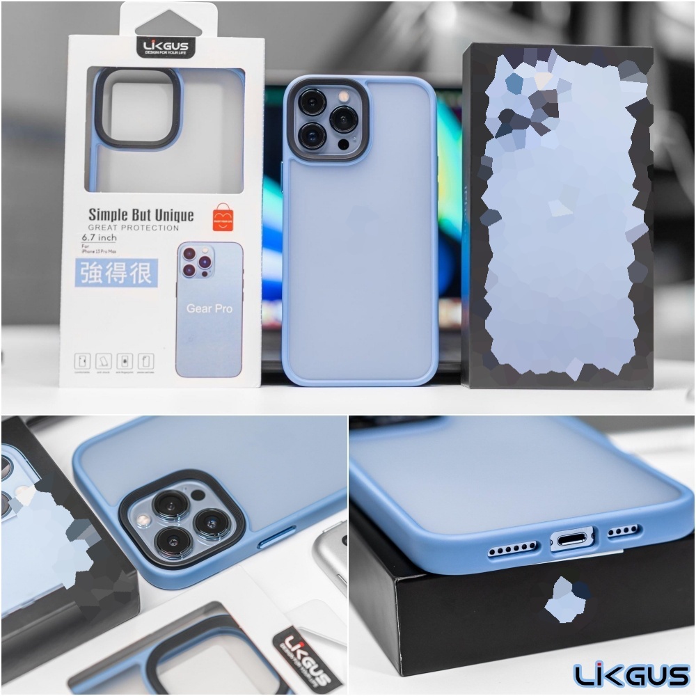 ỐP LƯNG IPHONE 13 PRO MAX - 13 PRO - 13 LIKGUS GEAR PRO LƯNG NHÁM VIỀN DẺO CHÍNH HÃNG